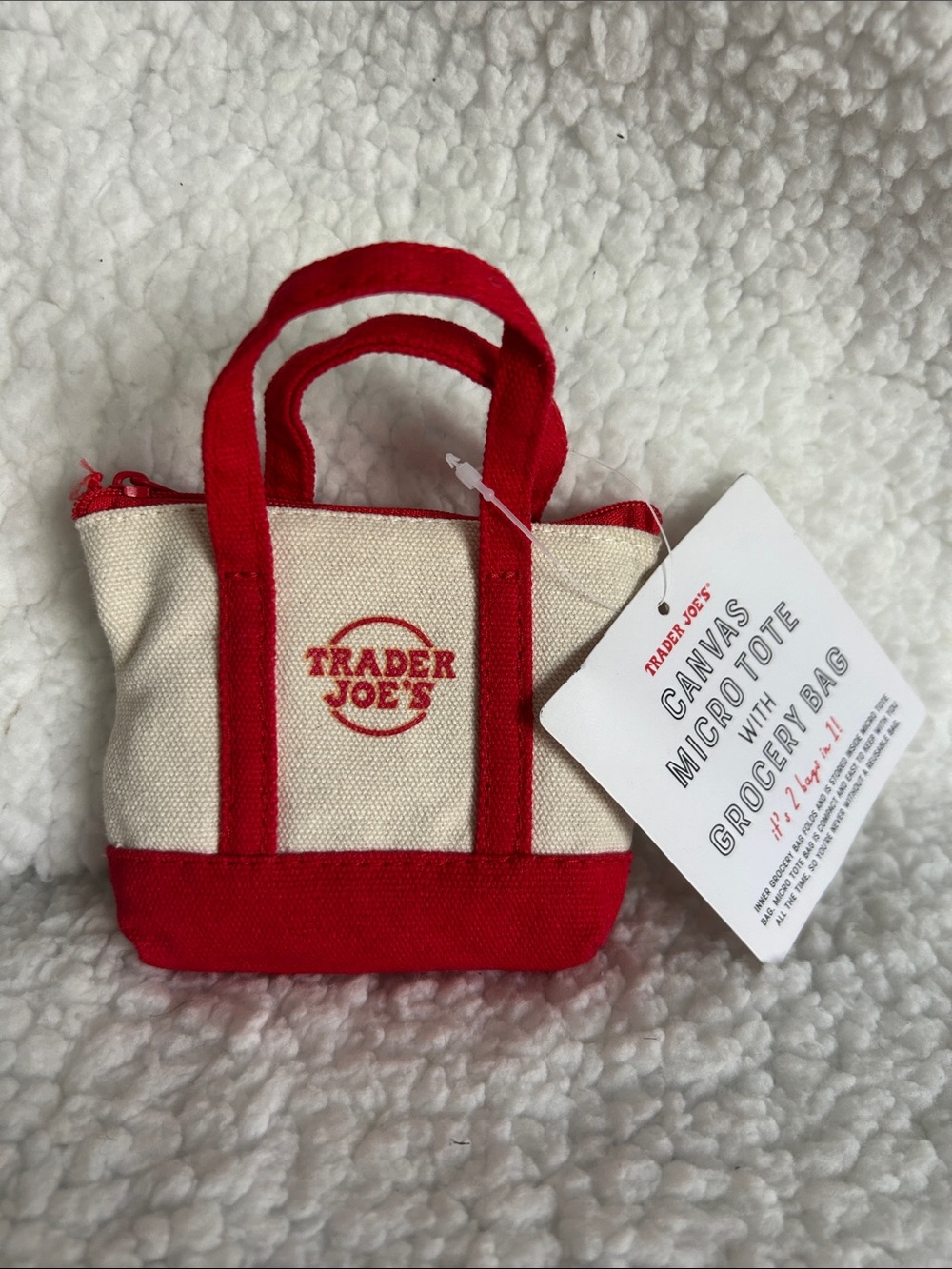 Trader Joe's Red & Cream Canvas Micro Tote